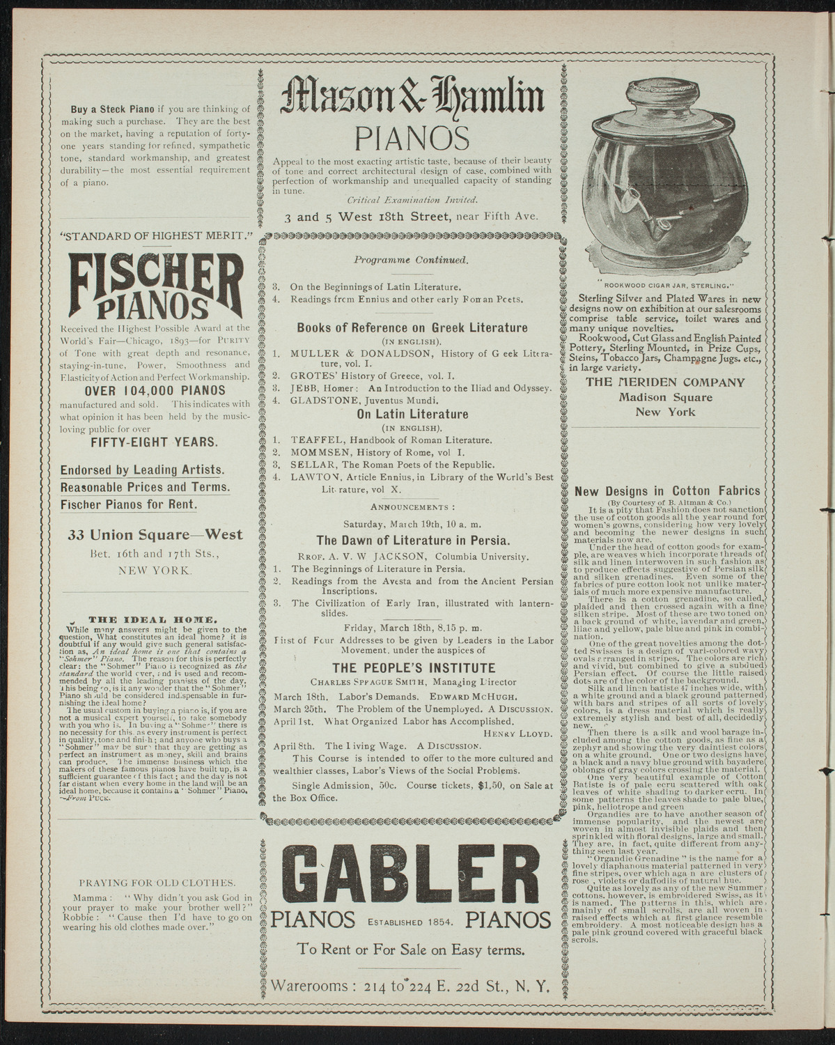 Comparative Literature Society Evening Conference, March 8, 1898, program page 6