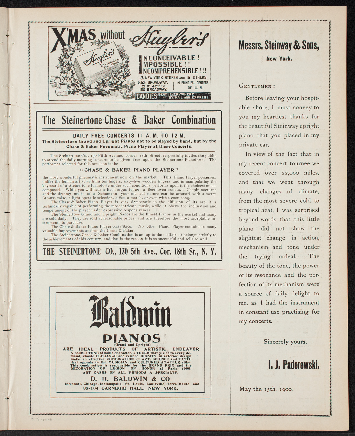 Jan Kubelik, Violin, with Jessie Shay, Piano, December 7, 1901, program page 7