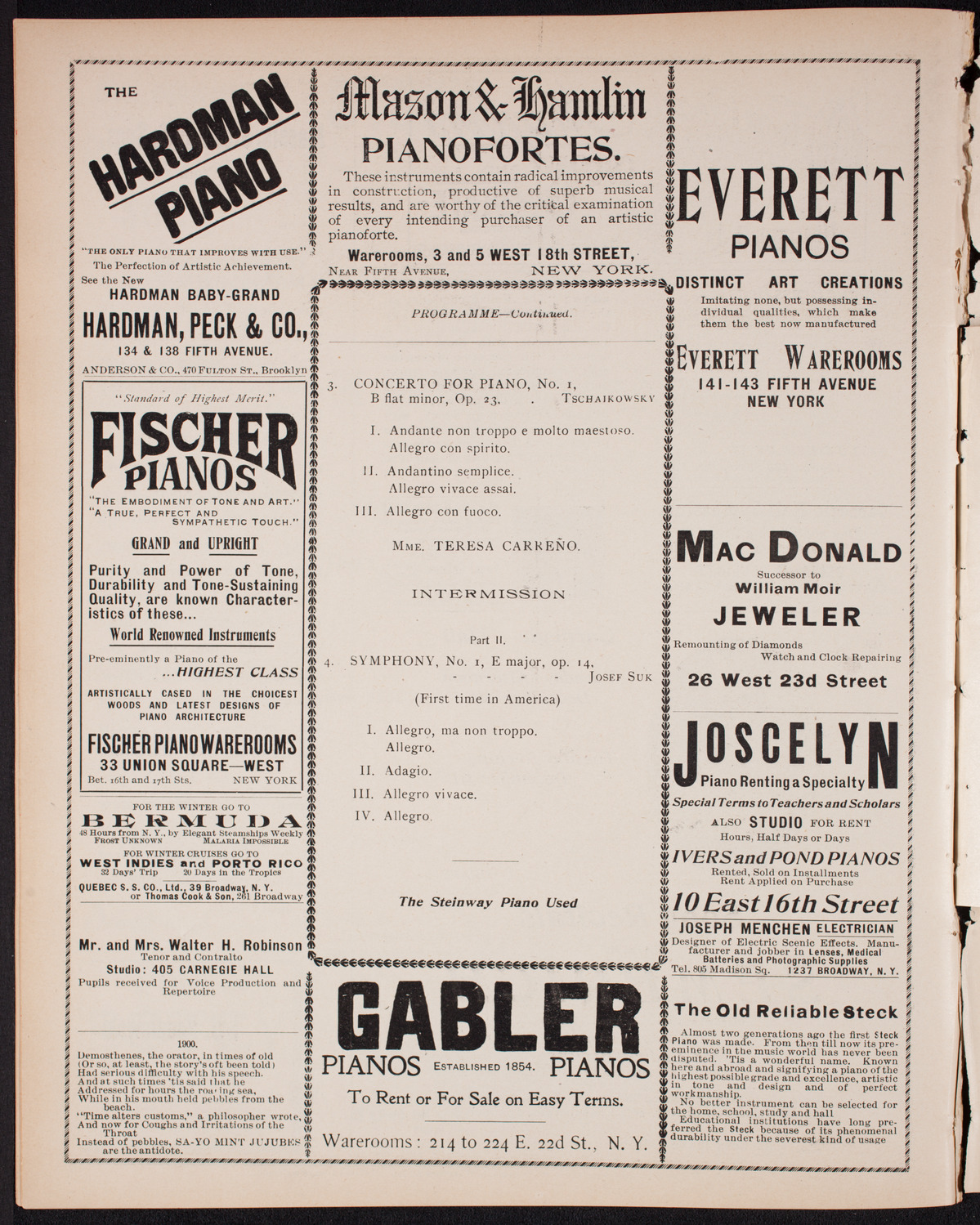 New York Philharmonic, November 17, 1900, program page 6