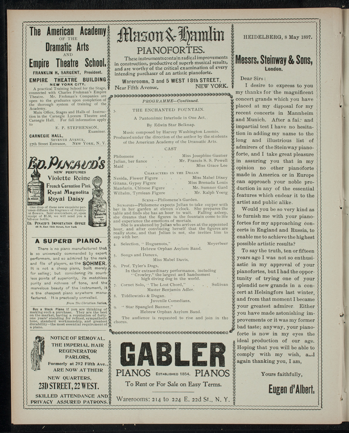Children's Entertainment for the Benefit of the Hebrew Technical School for Girls, December 29, 1899, program page 6