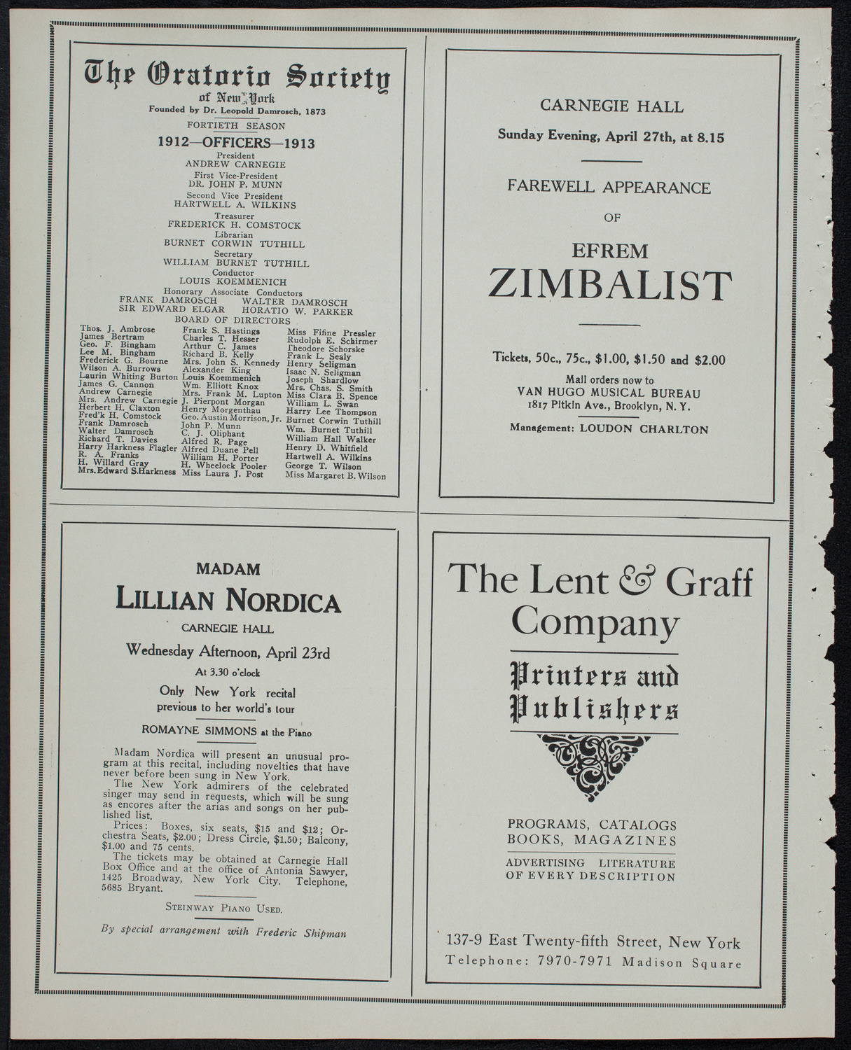 Compositions by Harriet Ware, April 18, 1913, program page 10