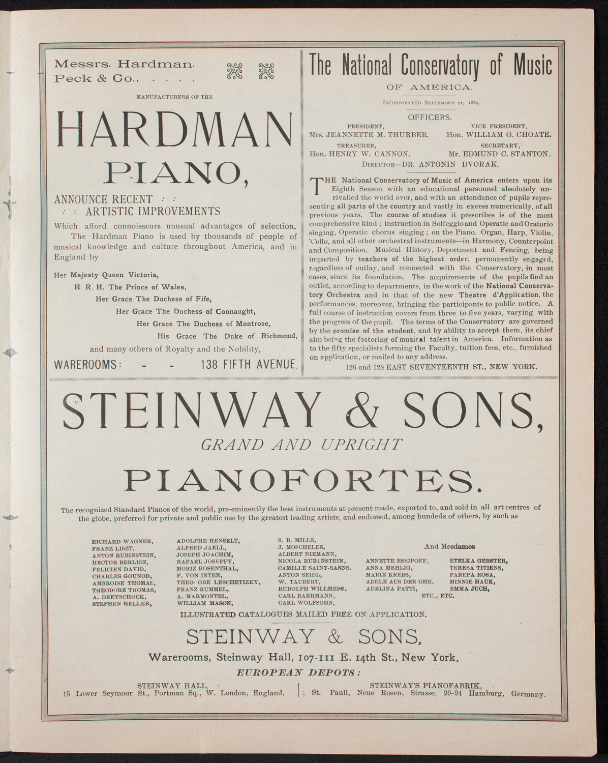 Madame Lineff's Russian Choir, December 10, 1892, program page 5