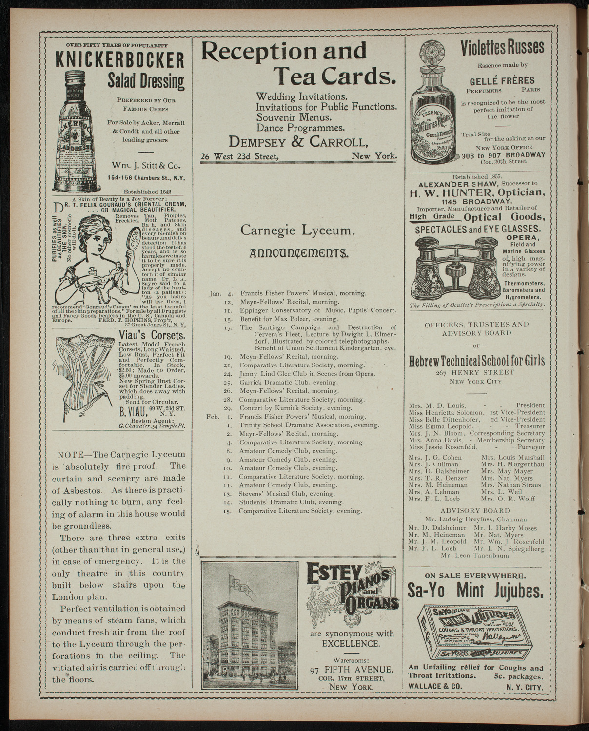 Benefit: Hebrew Technical School for Girls, December 30, 1898, program page 2