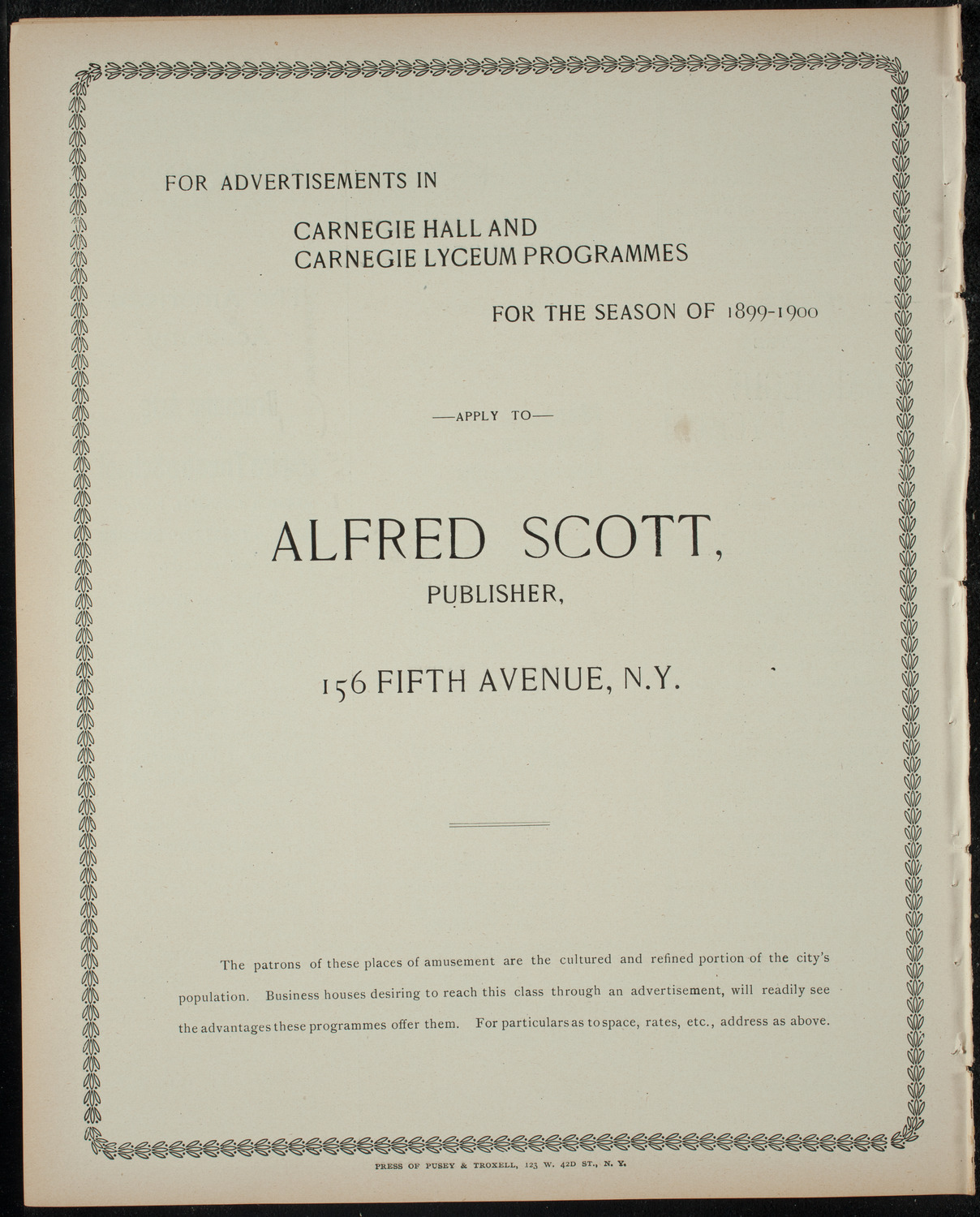 Vaudeville Entertainment, May 26, 1899, program page 8