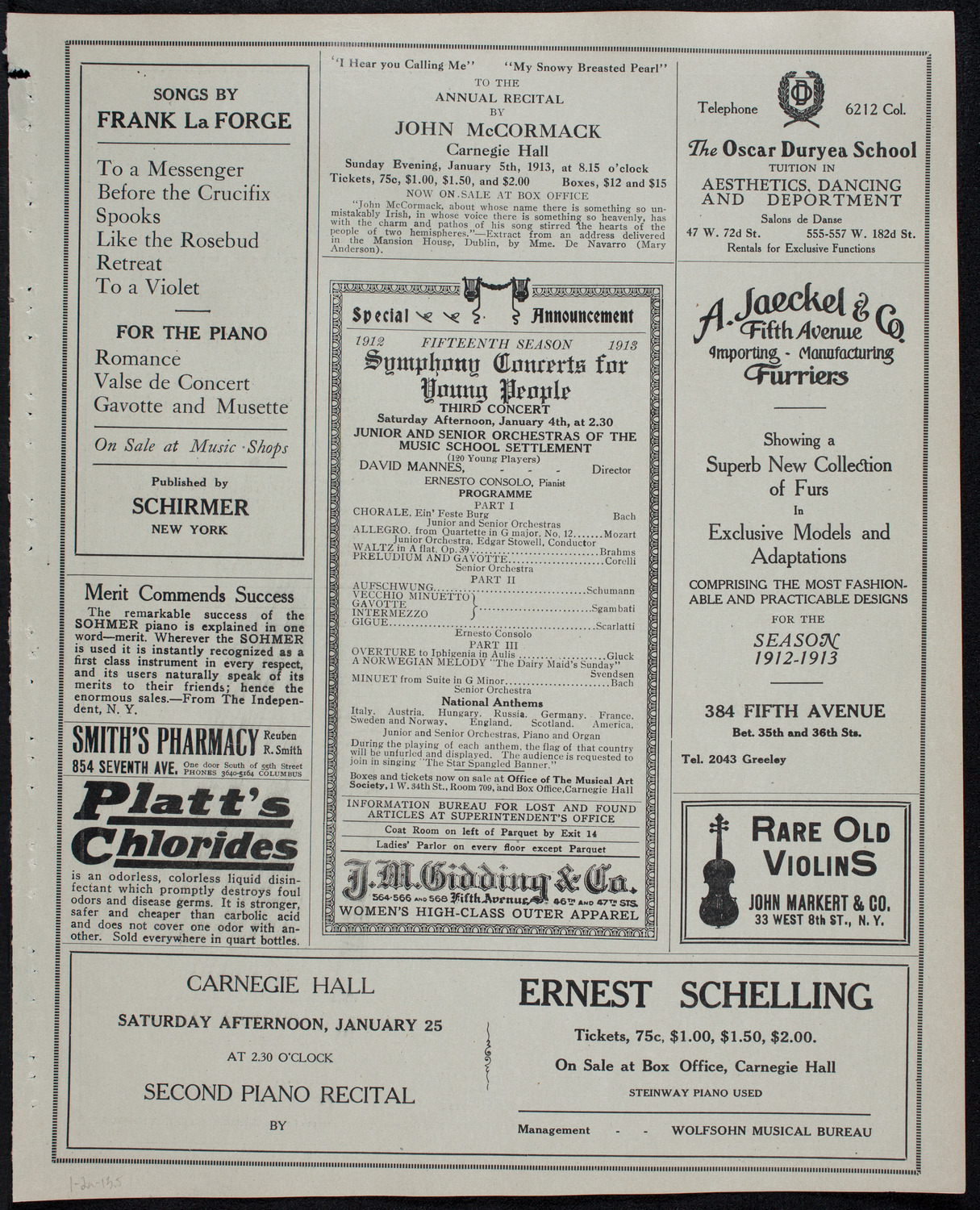Marcella Sembrich, Soprano, January 2, 1913, program page 9