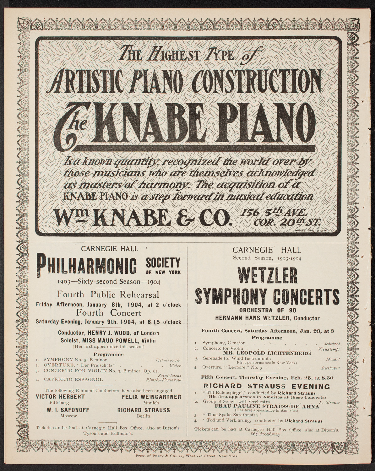 New York Symphony Orchestra, December 20, 1903, program page 12