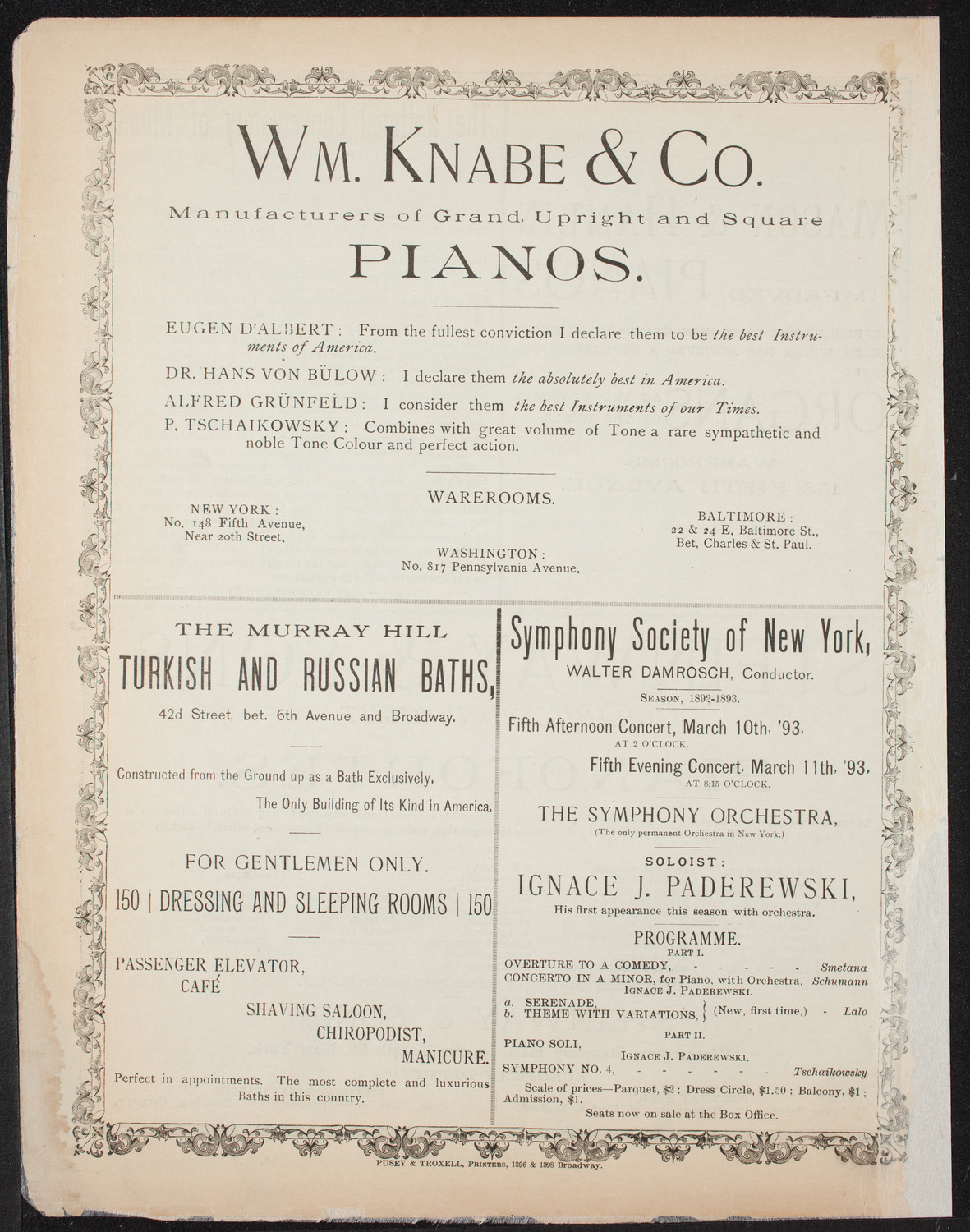 New York Symphony String Quartet, March 7, 1893, program page 4