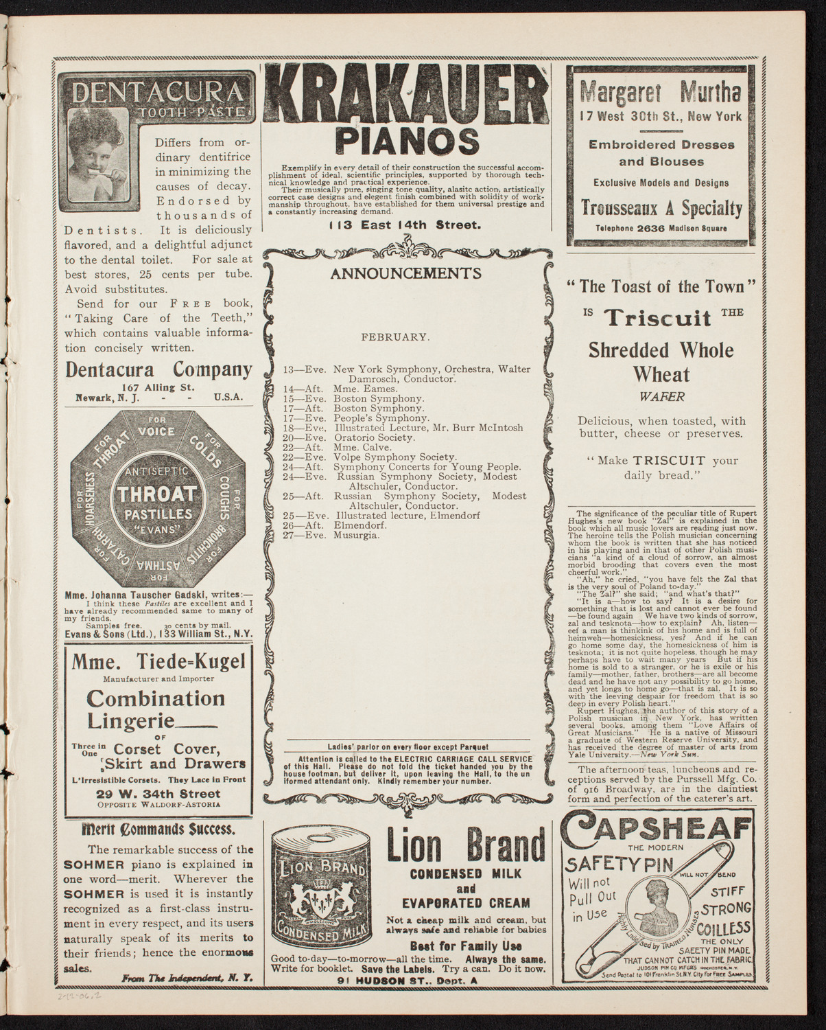 New York Banks' Glee Club, February 12, 1906, program page 3