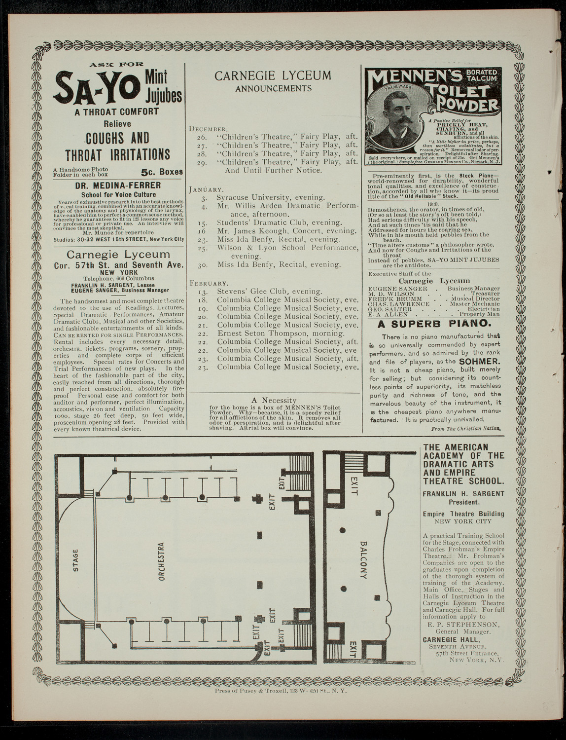 The Children's Theatre, December 25, 1900, program page 4