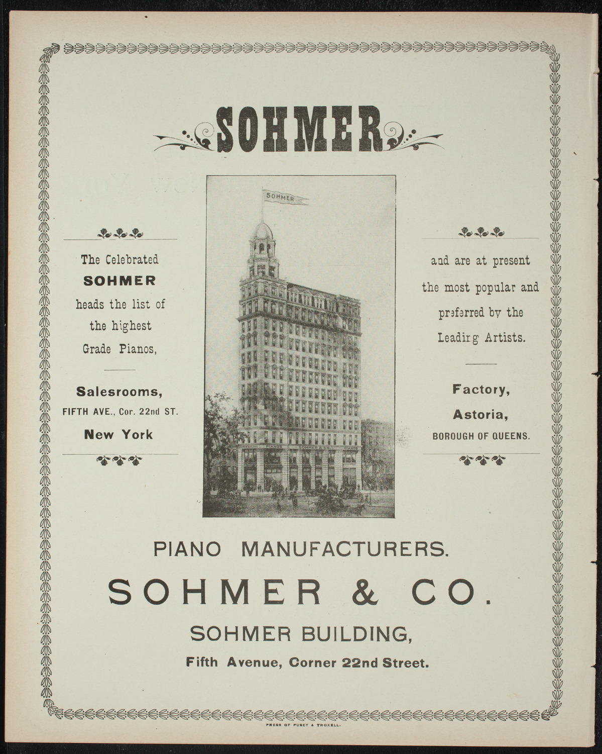 Benefit: Home for Working Girls, February 28, 1898, program page 8