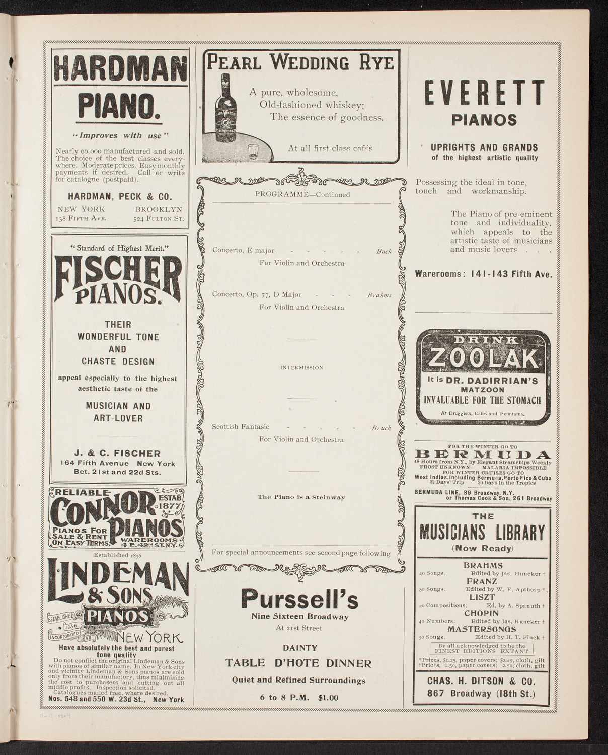 Edwin Grasse with Orchestra, November 12, 1903, program page 7