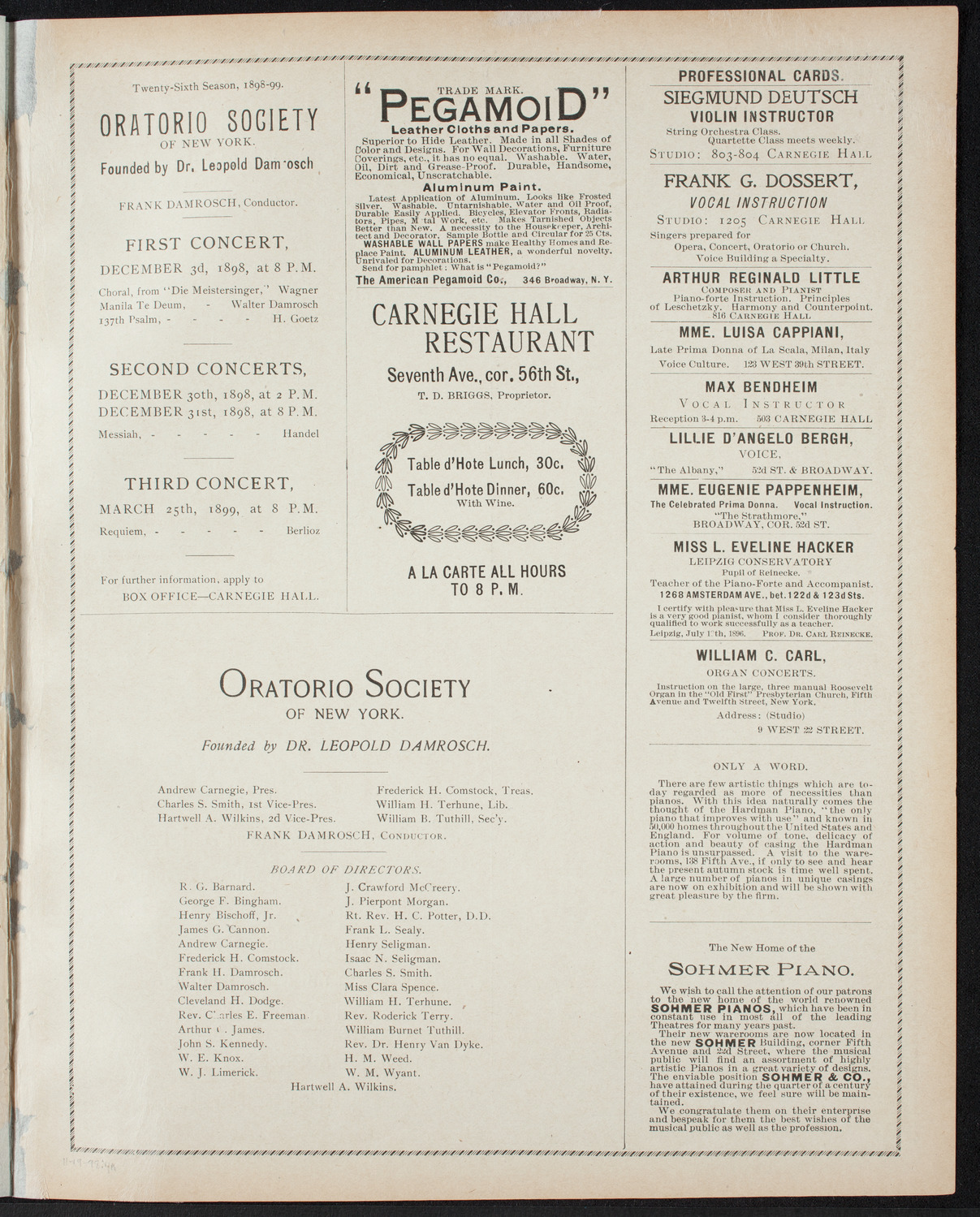 Moriz Rosenthal, Piano, November 19, 1898, program page 7