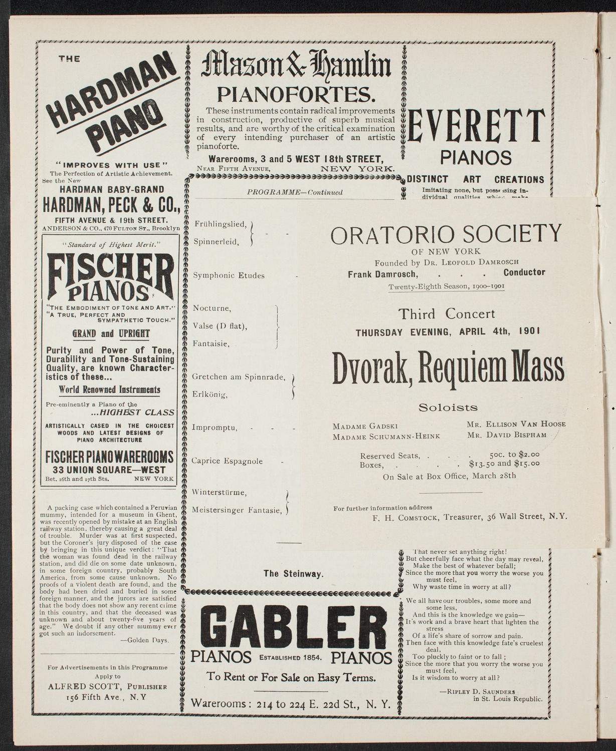 Josef Hofmann, Piano, March 5, 1901, program page 8