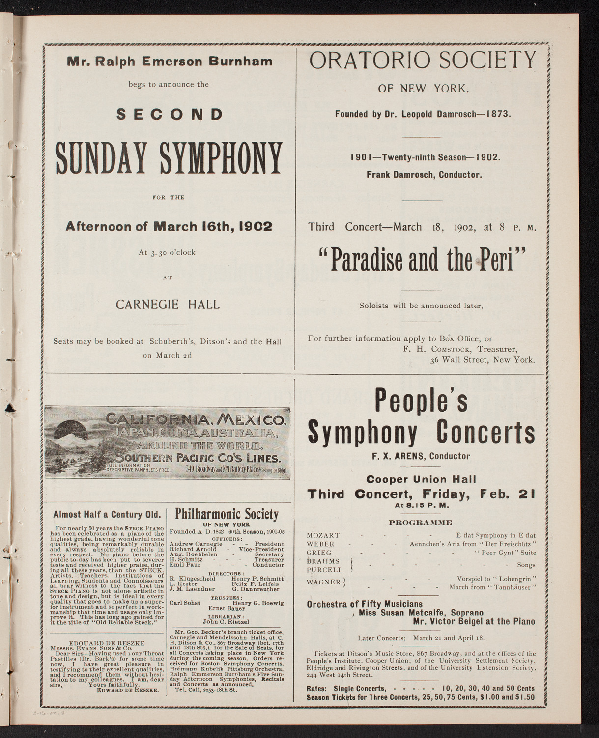 Hermann Hans Wetzler conducting Grand Orchestra, February 16, 1902, program page 5