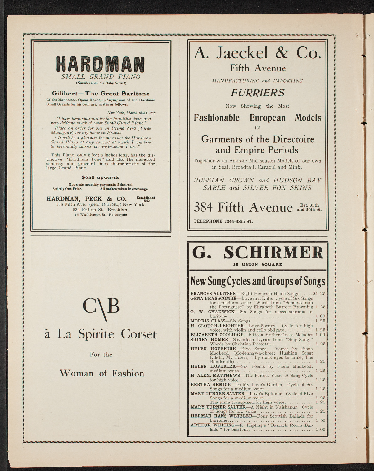 Albert Spalding, Violin, January 16, 1909, program page 8