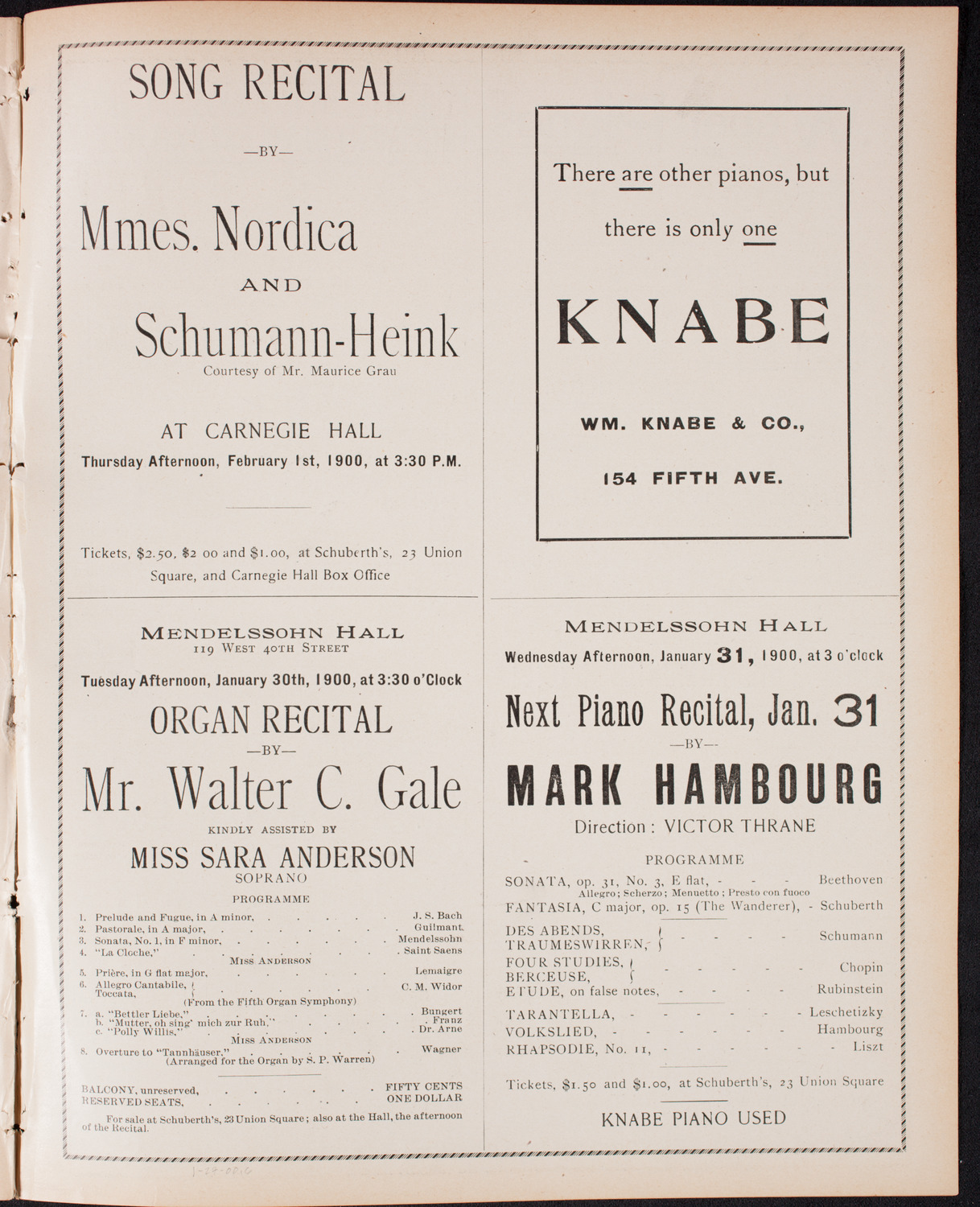 New York Philharmonic, January 27, 1900, program page 11
