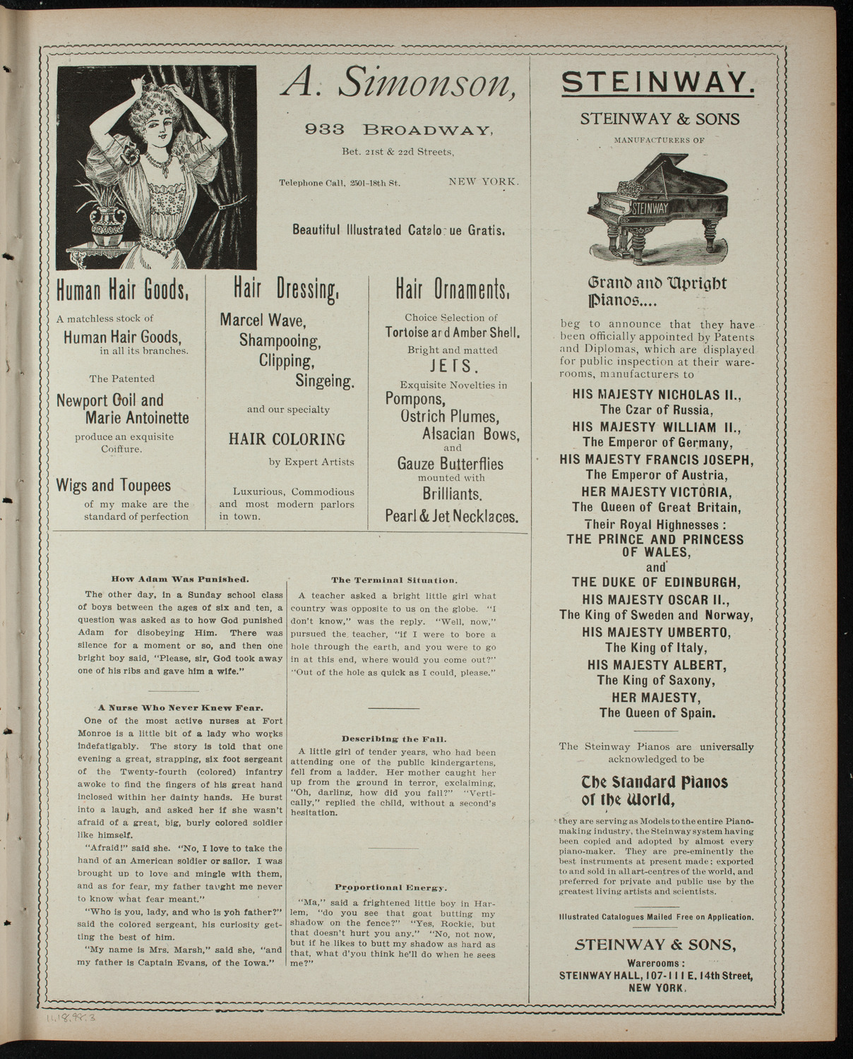 Shakespeare Recital by Marshall Darrach, November 18, 1898, program page 5