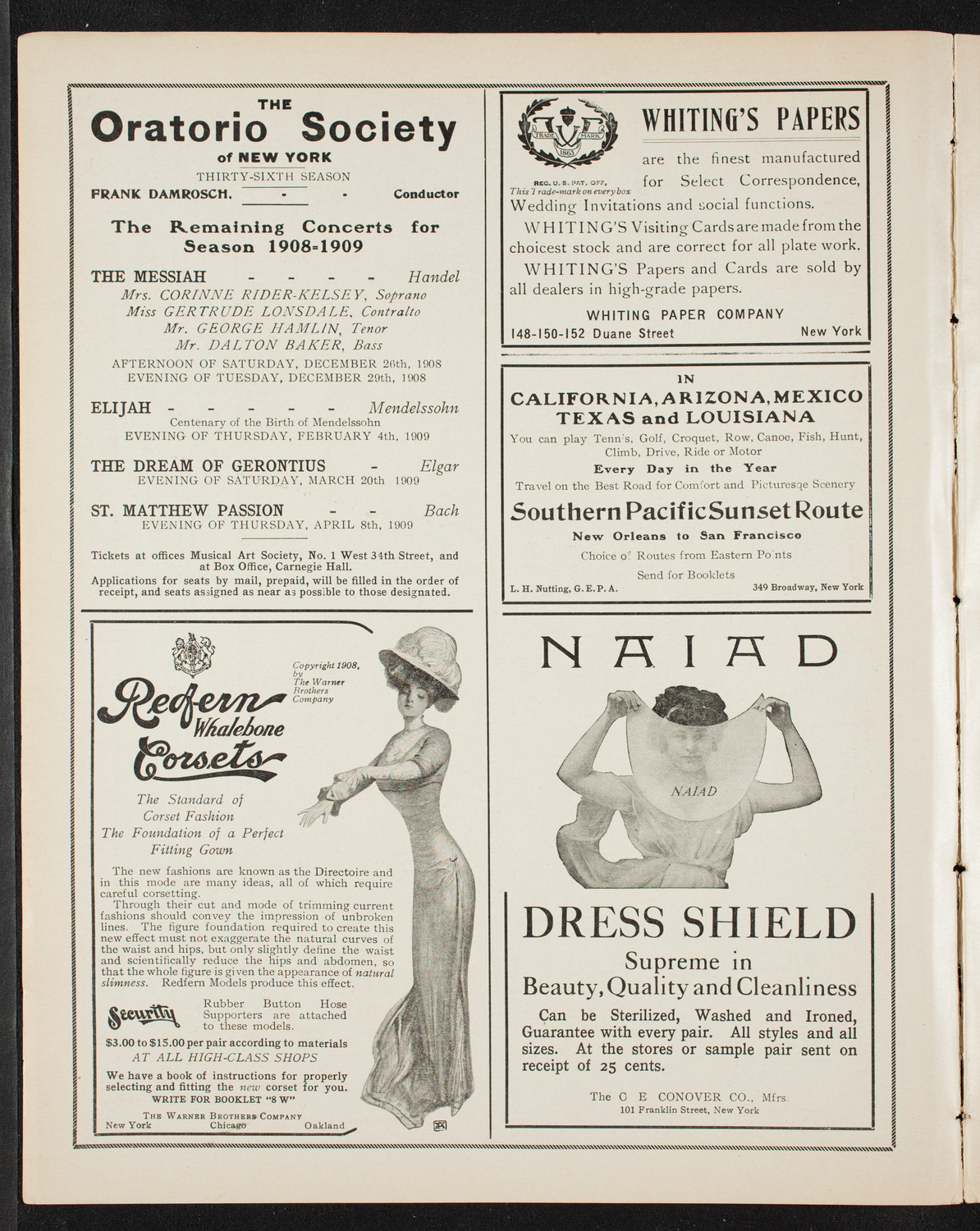 Musical Art Society of New York, December 17, 1908, program page 2