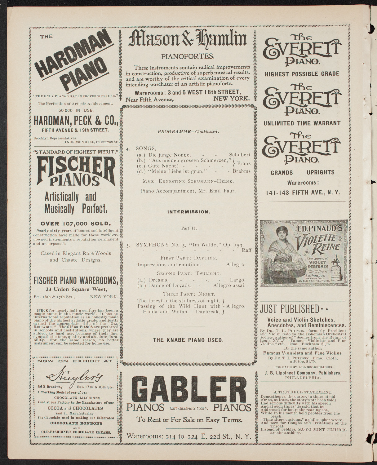 New York Philharmonic, February 24, 1899, program page 6