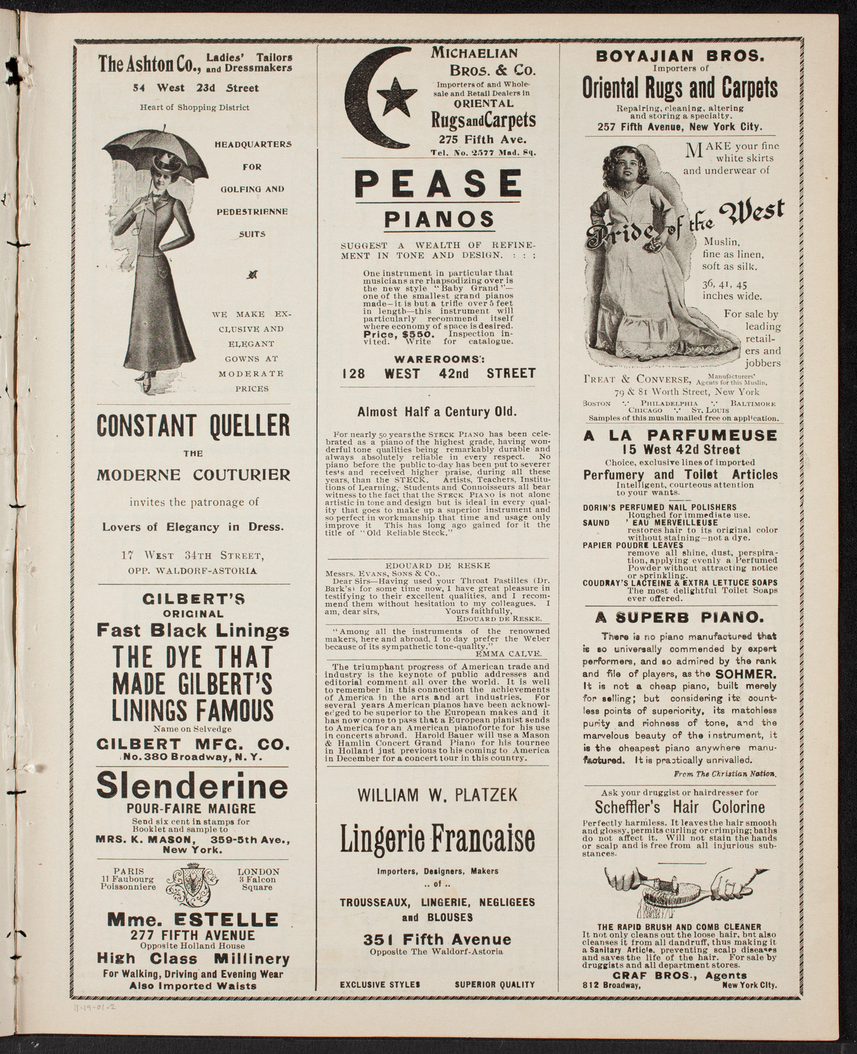 Oratorio Society of New York, November 19, 1901, program page 3