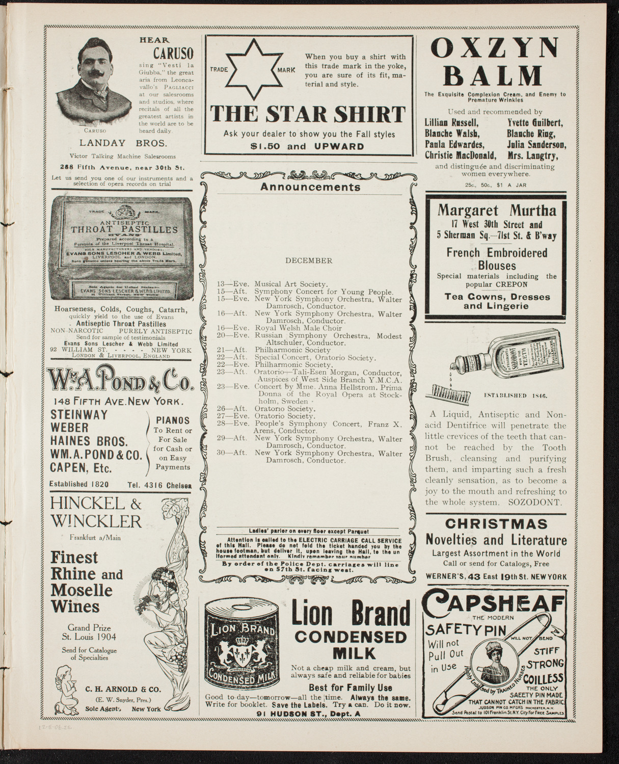 New York Banks' Glee Club, December 11, 1906, program page 3