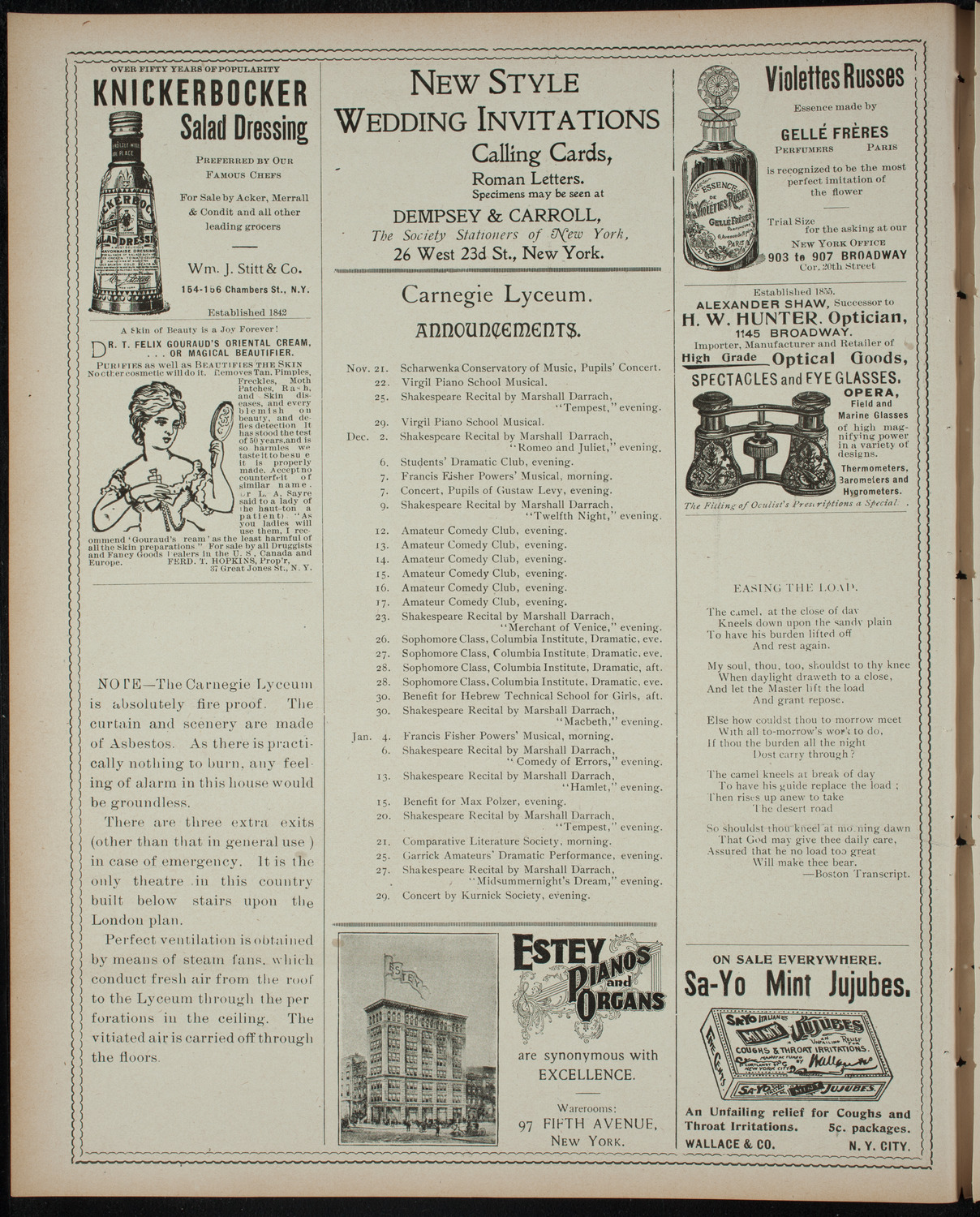 Isis League of Music and Drama Student Production, November 19, 1898, program page 2
