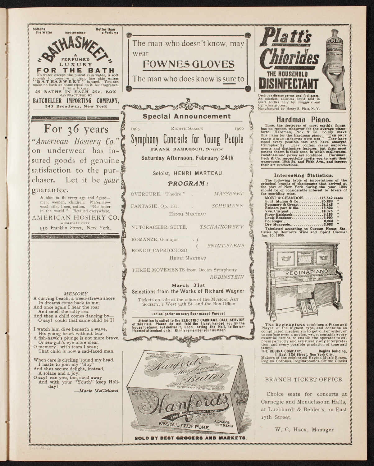 Emma Calvé, Soprano, and Her Company, February 22, 1906, program page 9