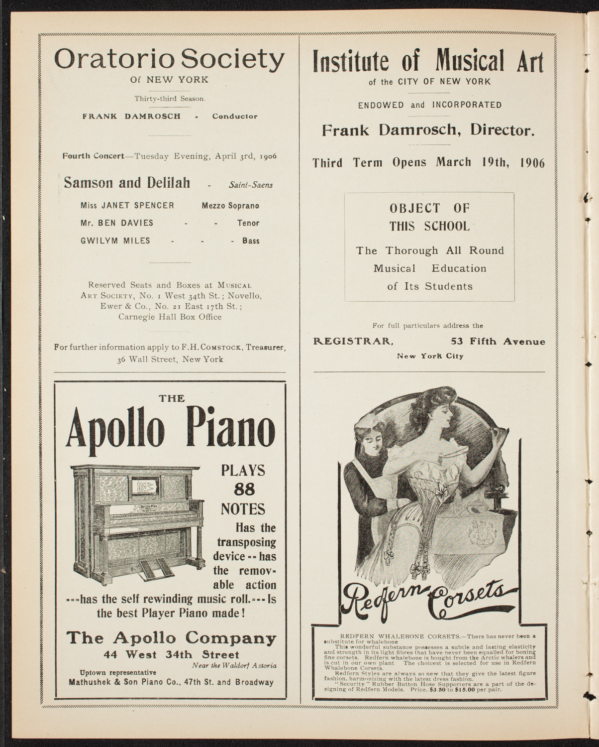 Elmendorf Lecture: Switzerland, March 12, 1906, program page 2