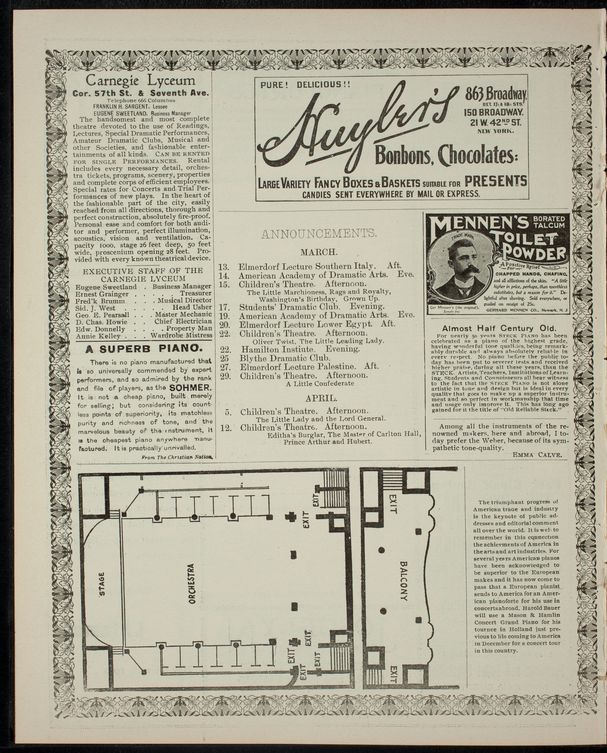 Elmendorf Lecture: Naples, Pompeii, and Vesuvius, March 13, 1902, program page 4