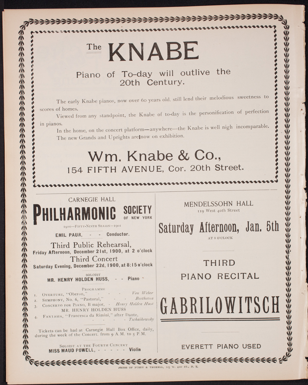 Musical Art Society of New York, December 20, 1900, program page 10