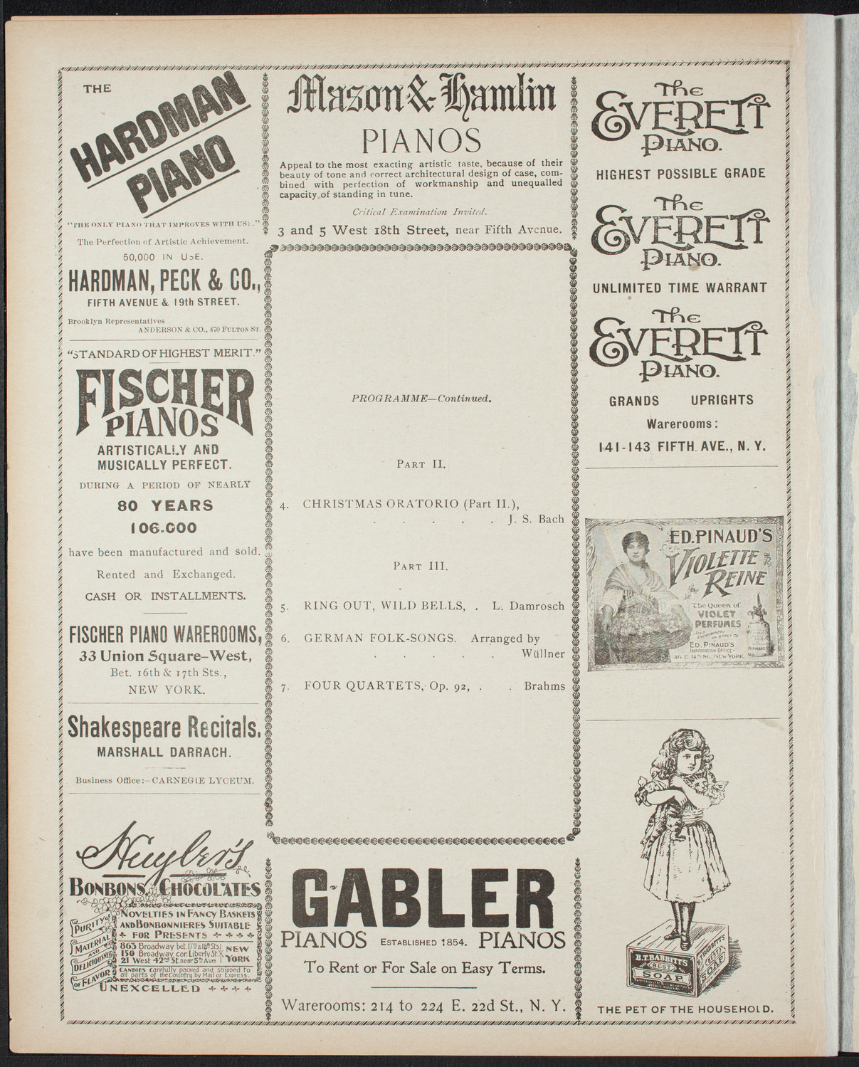 Musical Art Society of New York, December 8, 1898, program page 6