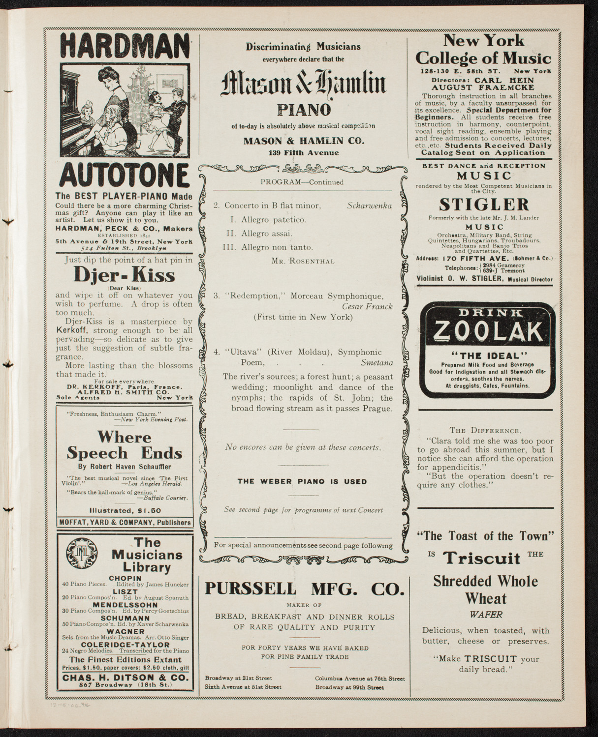 New York Symphony Orchestra, December 15, 1906, program page 7