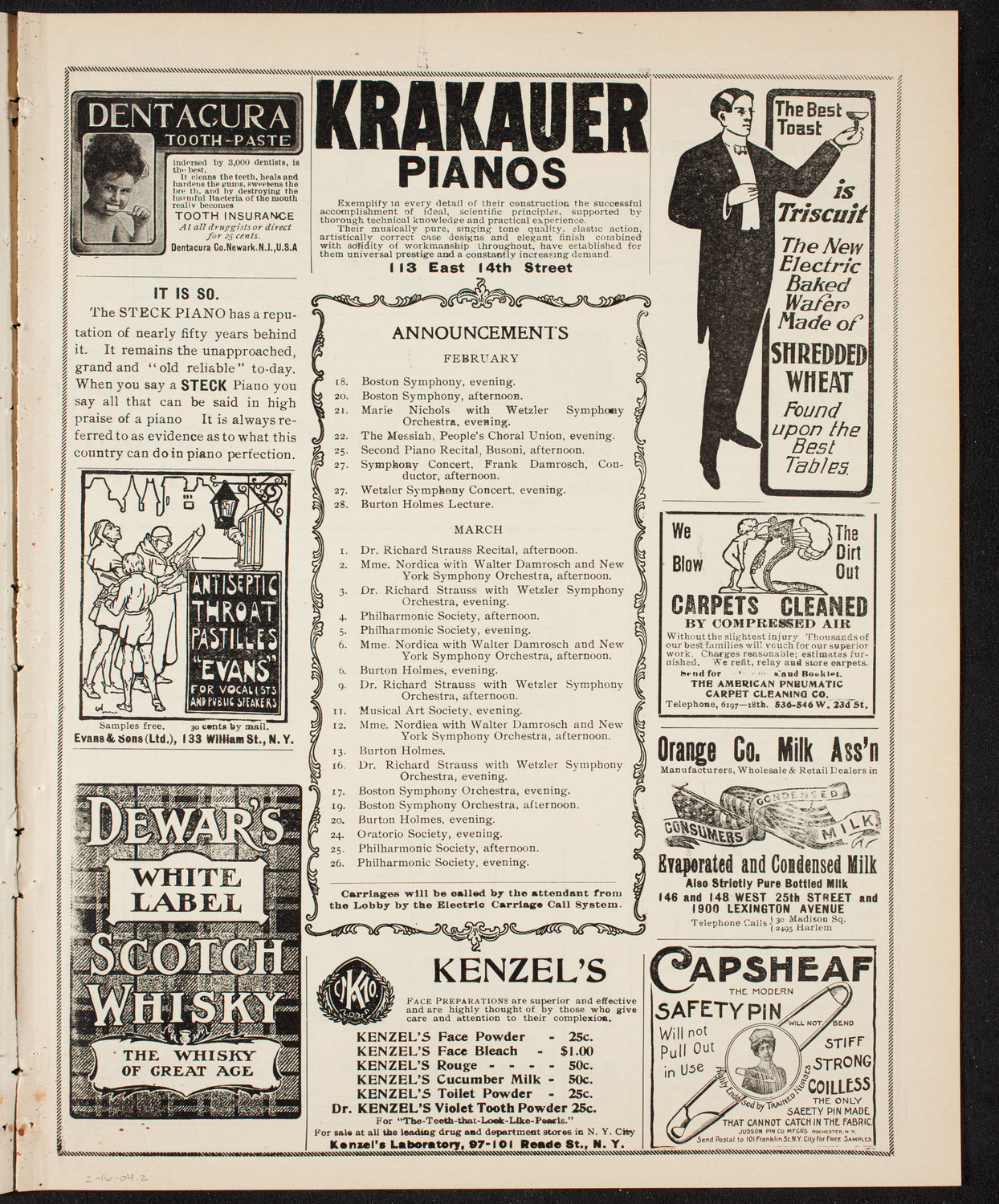 New York Philharmonic, February 16, 1904, program page 3