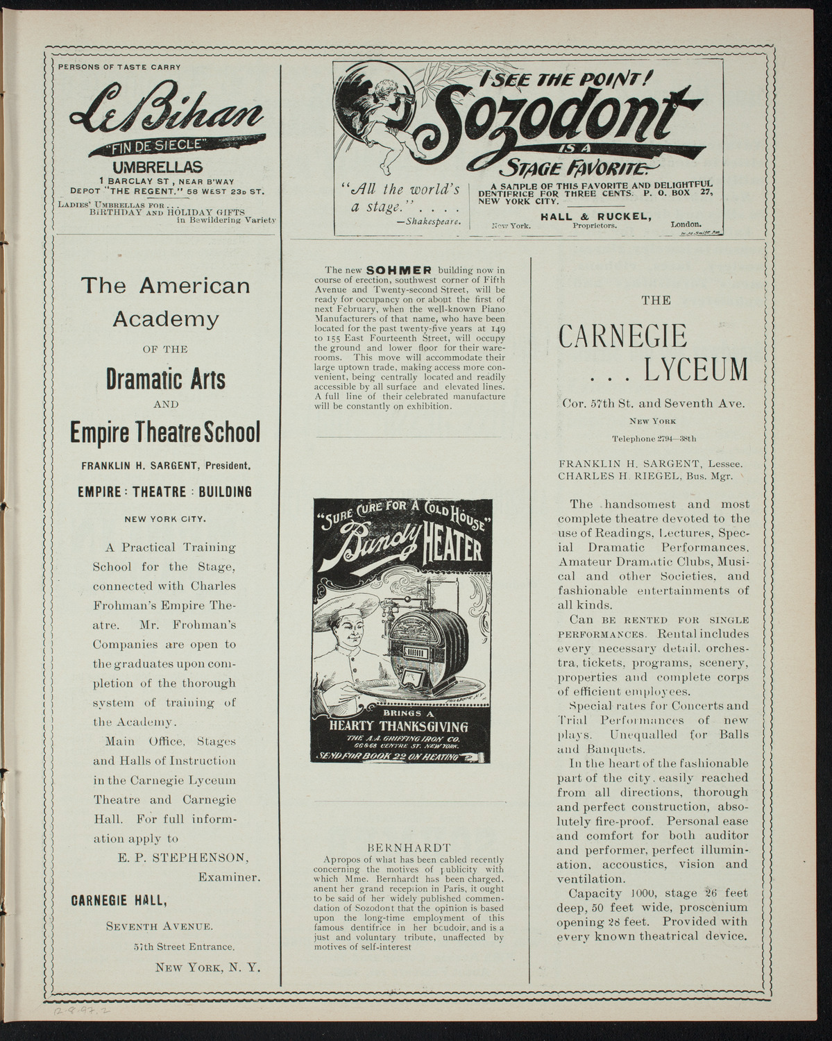 Jessie Shay/ American Symphony Orchestra, December 8, 1897, program page 3