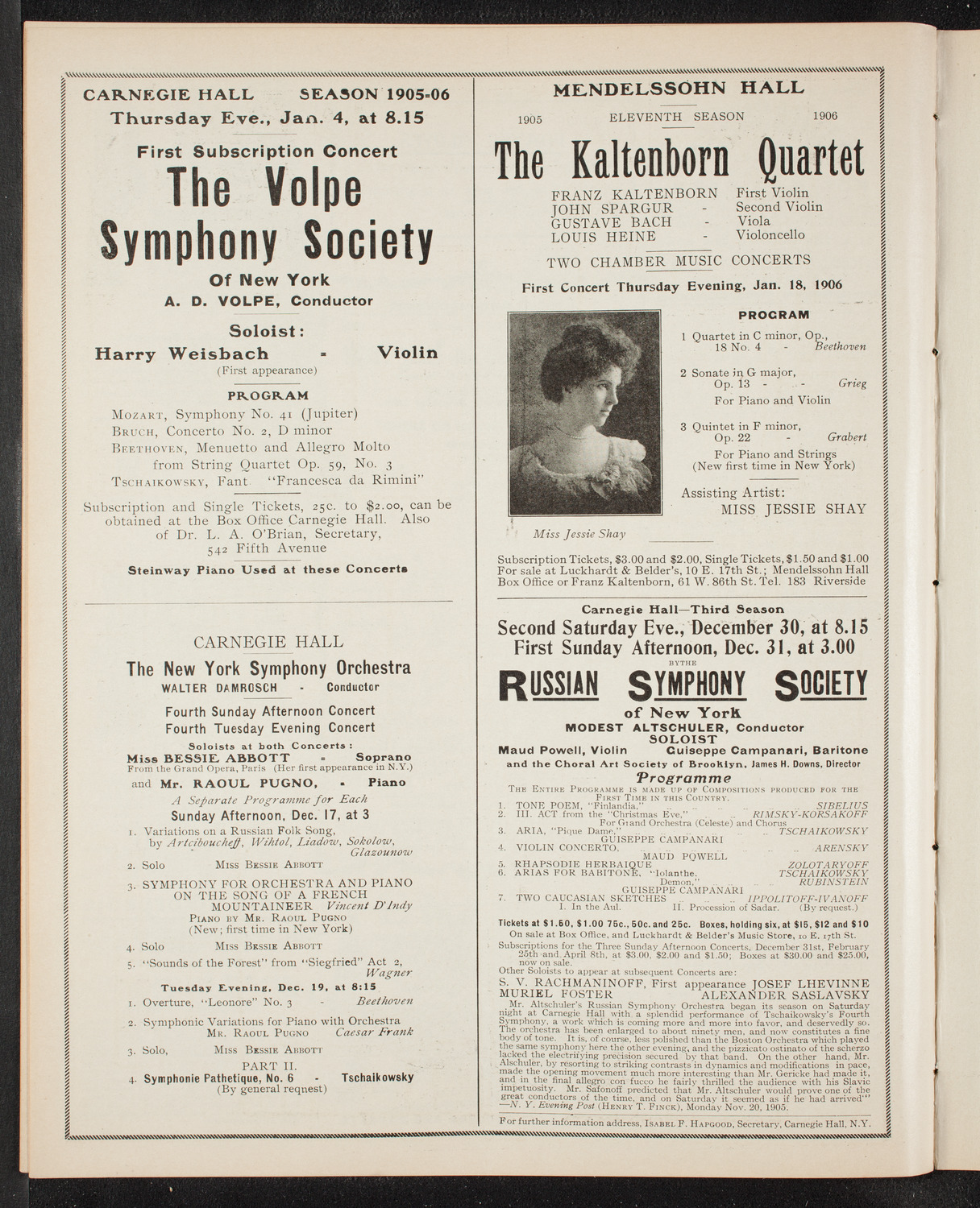 Musical Art Society of New York, December 14, 1905, program page 10