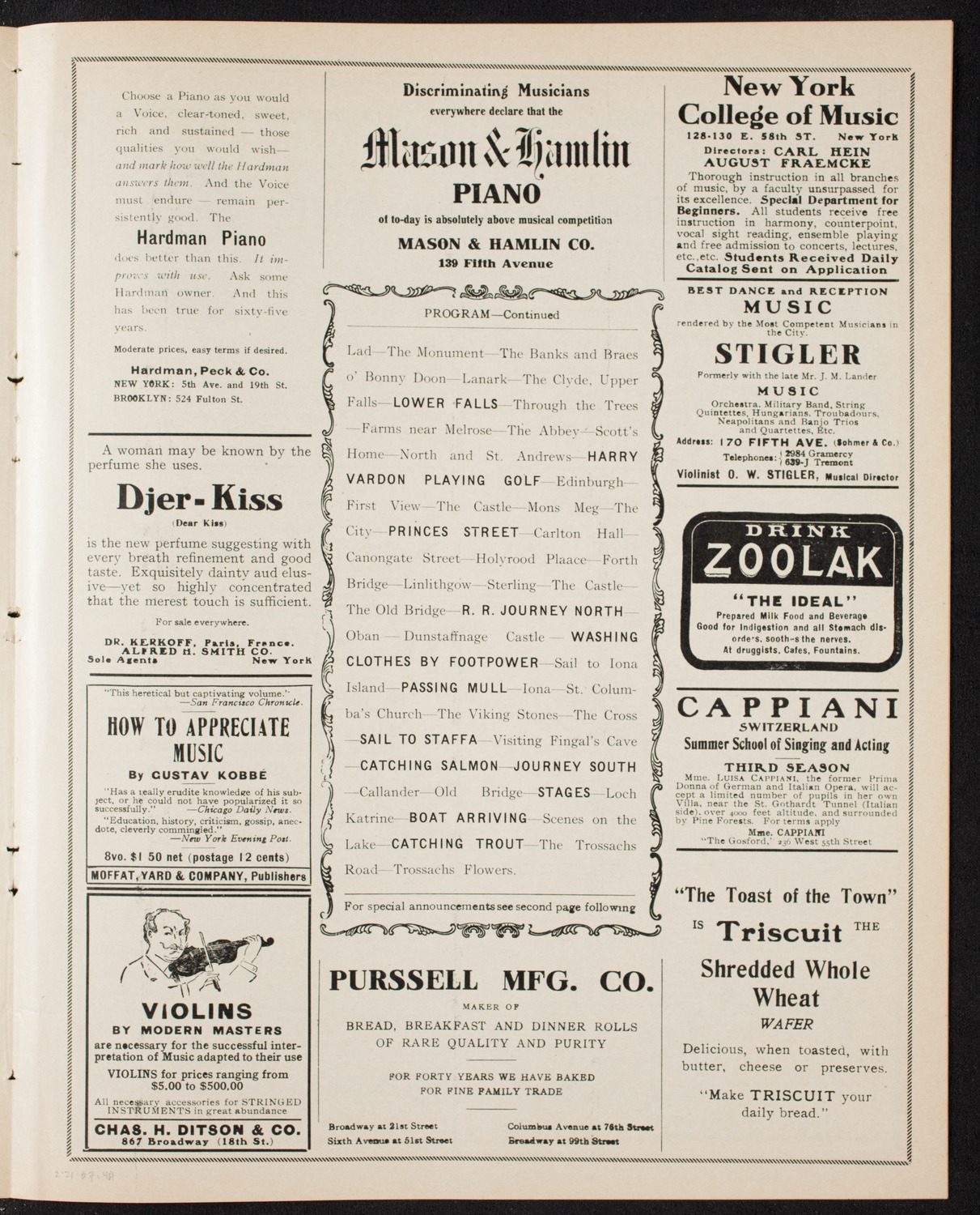 Elmendorf Lecture: Scotland, February 21, 1907, program page 7
