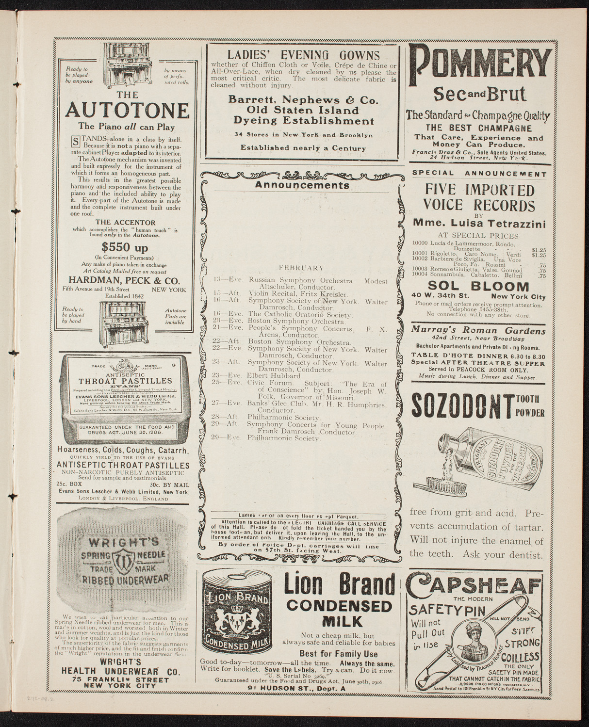 Fannie Bloomfield Zeisler, Piano, February 12, 1908, program page 3
