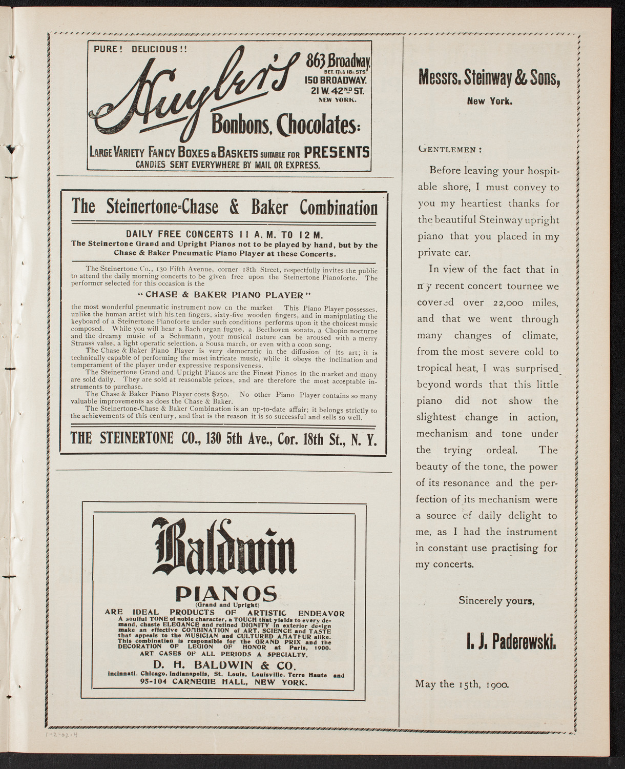 Lilli Lehmann, Soprano, January 2, 1902, program page 7