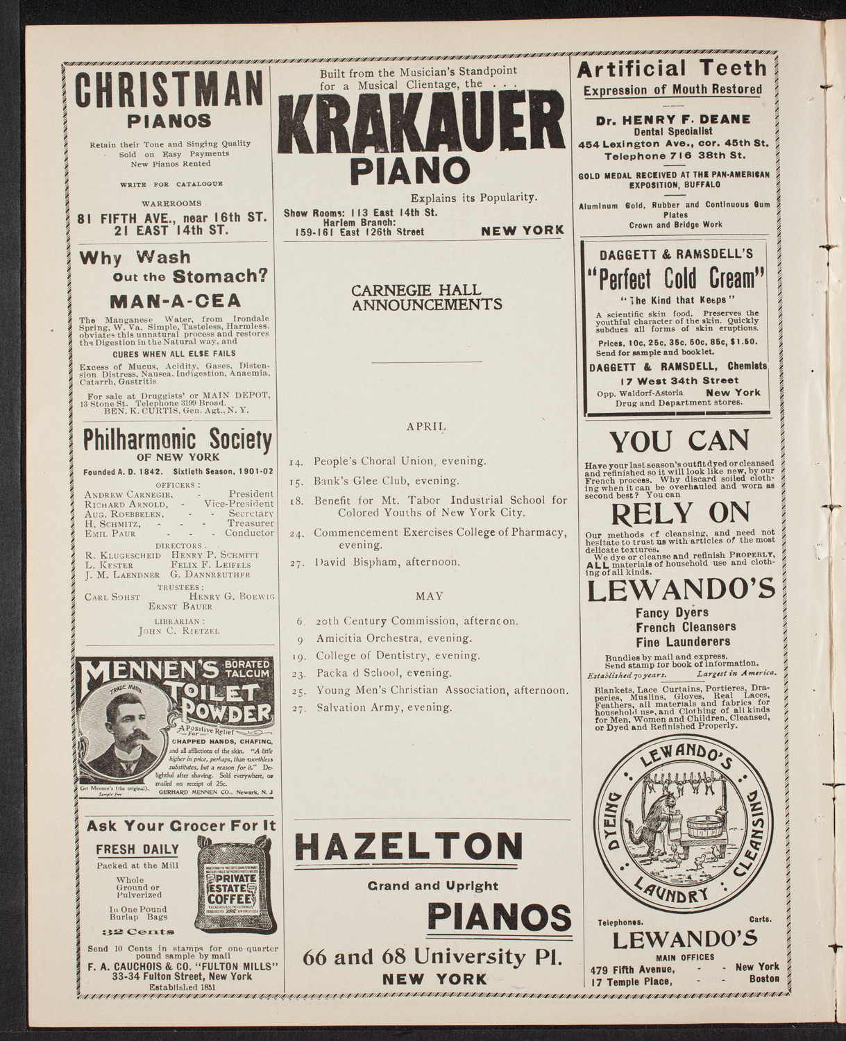 Meeting: New York City Police Department, April 12, 1902, program page 2