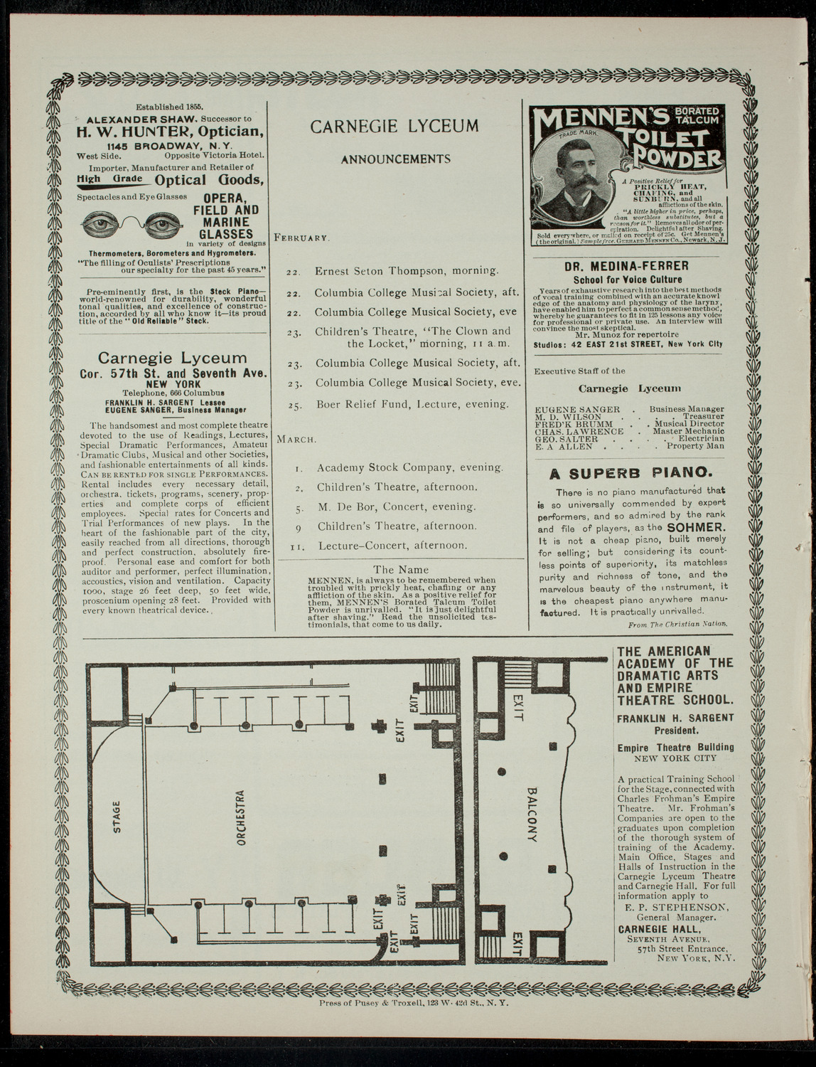 The Columbia University Musical Society, February 21, 1901, program page 4