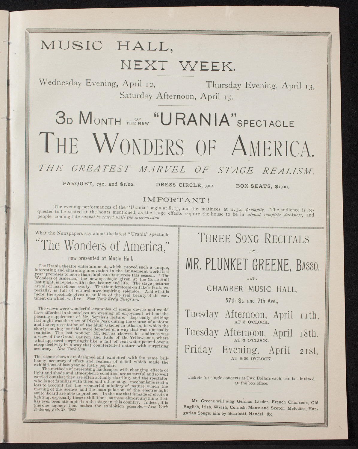 Oratorio Society of New York, April 7, 1893, program page 7