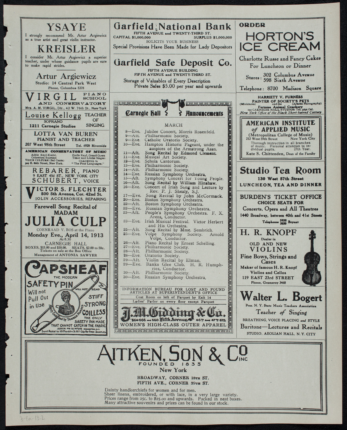 Leopold Godowsky, Piano, March 8, 1913, program page 3