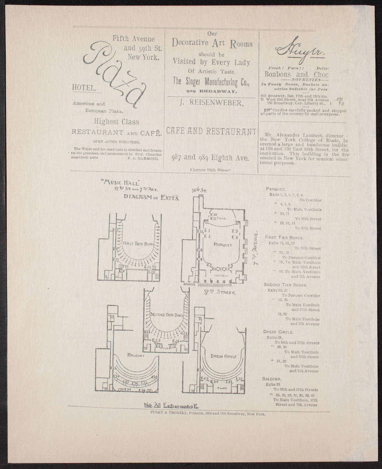 Urania Scientific Theatre, May 29, 1892, program page 4
