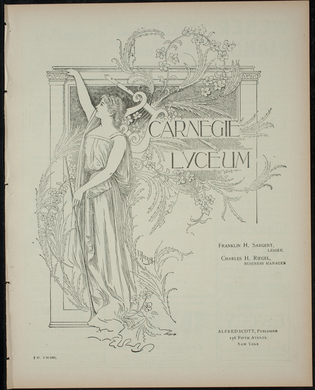 Trinity School Musical and Lecture featuring Earl Gulick and Major J.B. Pond, February 16, 1900, program page 1