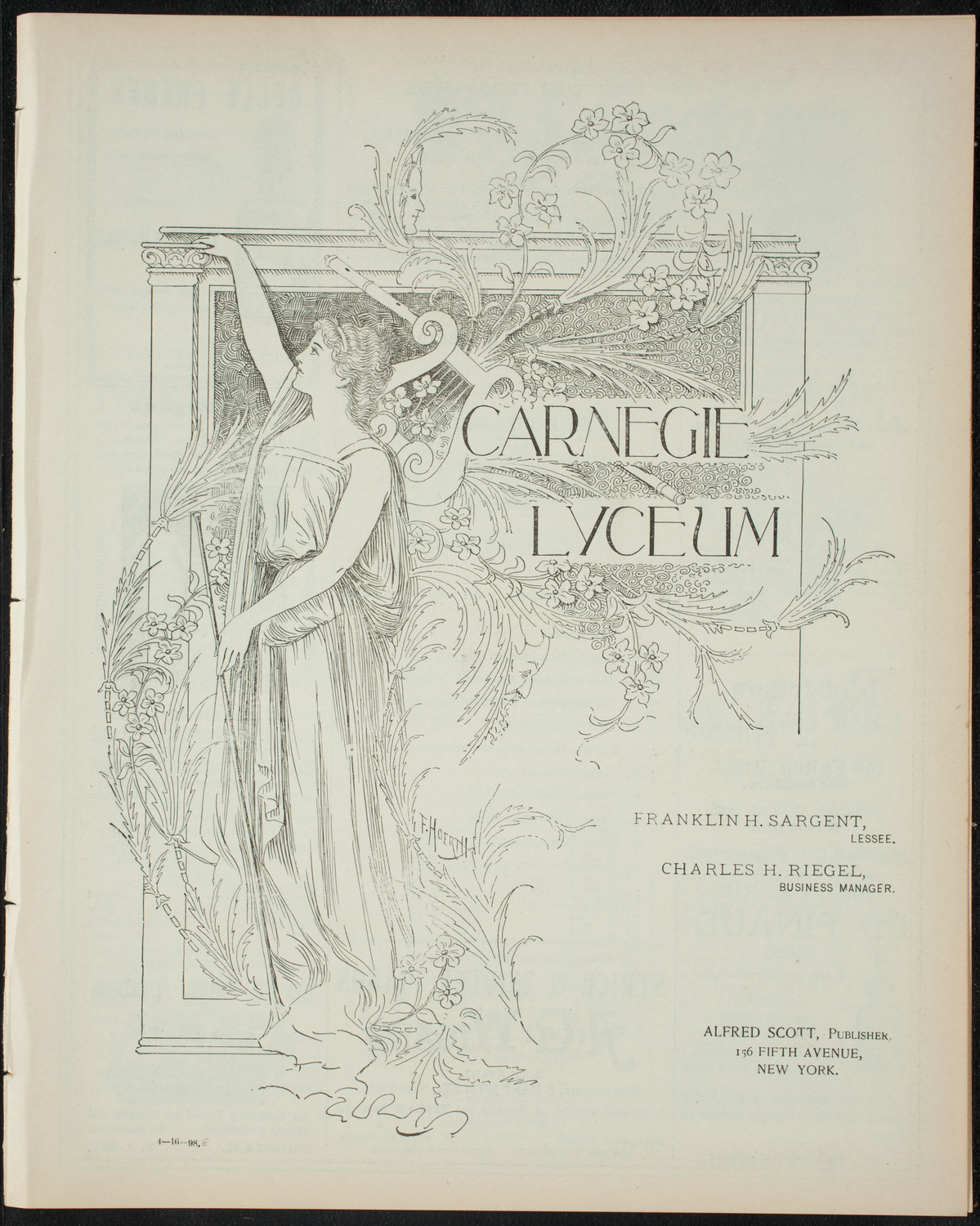 Amateur Comedy Club, April 16, 1898, program page 1