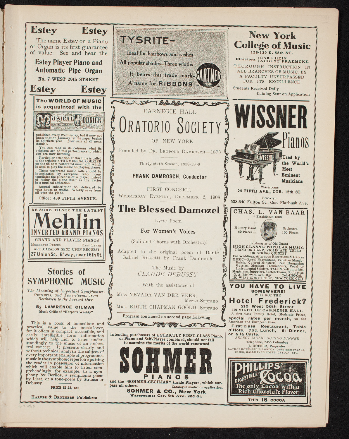 Oratorio Society of New York, December 2, 1908, program page 5