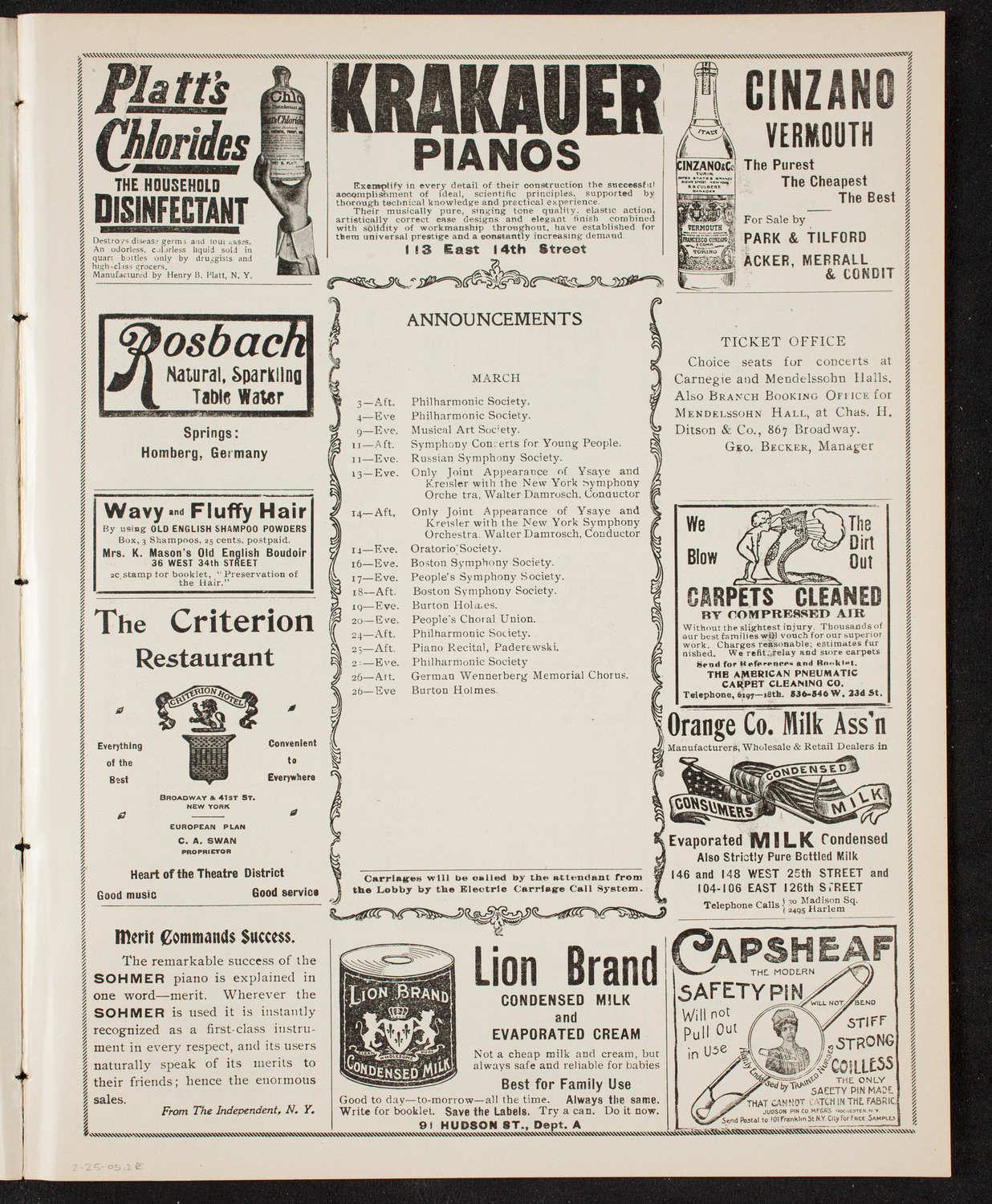 Russian Symphony Society of New York, February 25, 1905, program page 3