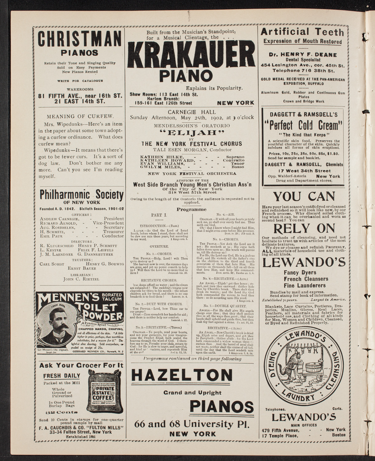 New York Festival Chorus and Orchestra, May 25, 1902, program page 2