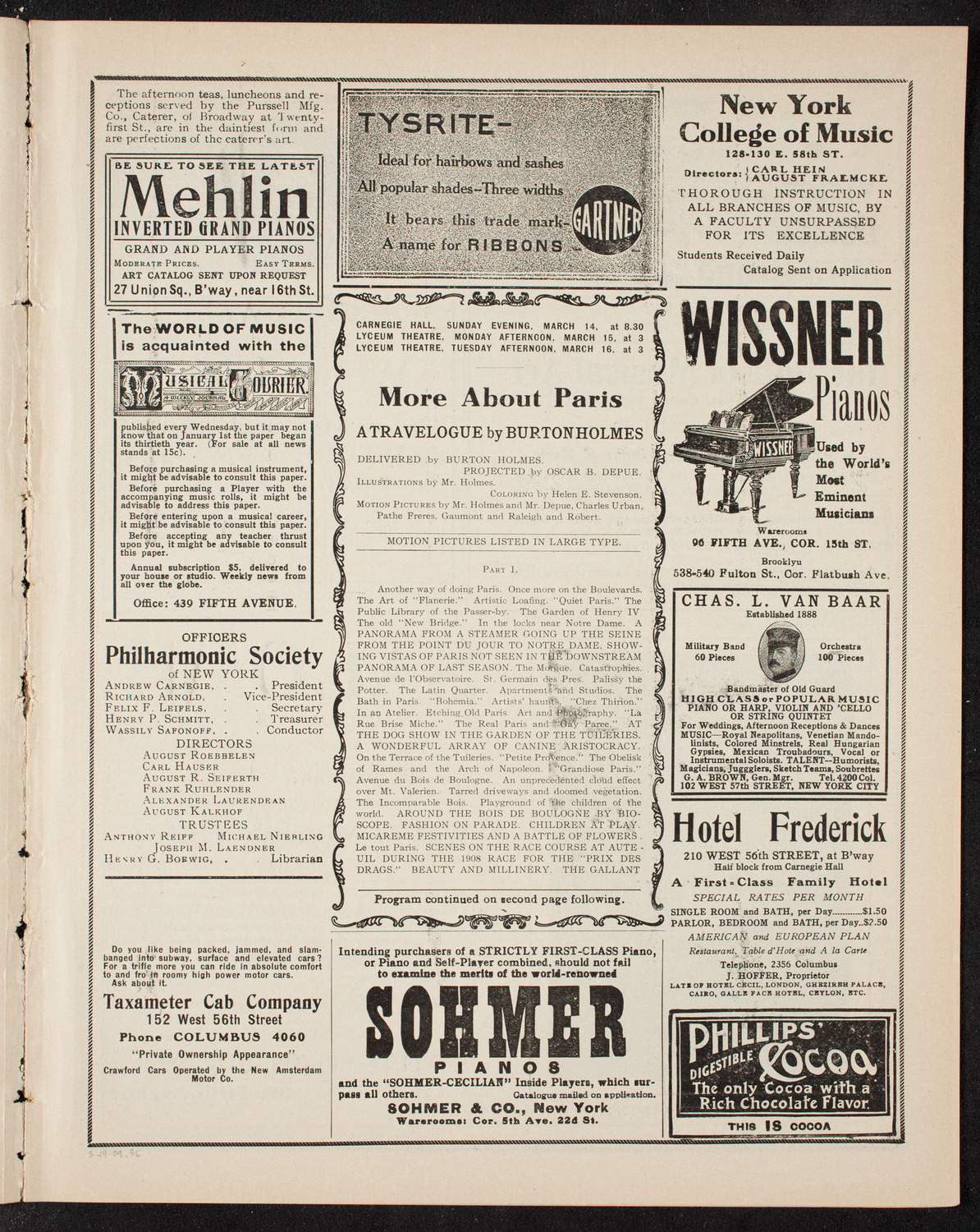 Burton Holmes Travelogue: More About Paris, March 14, 1909, program page 5