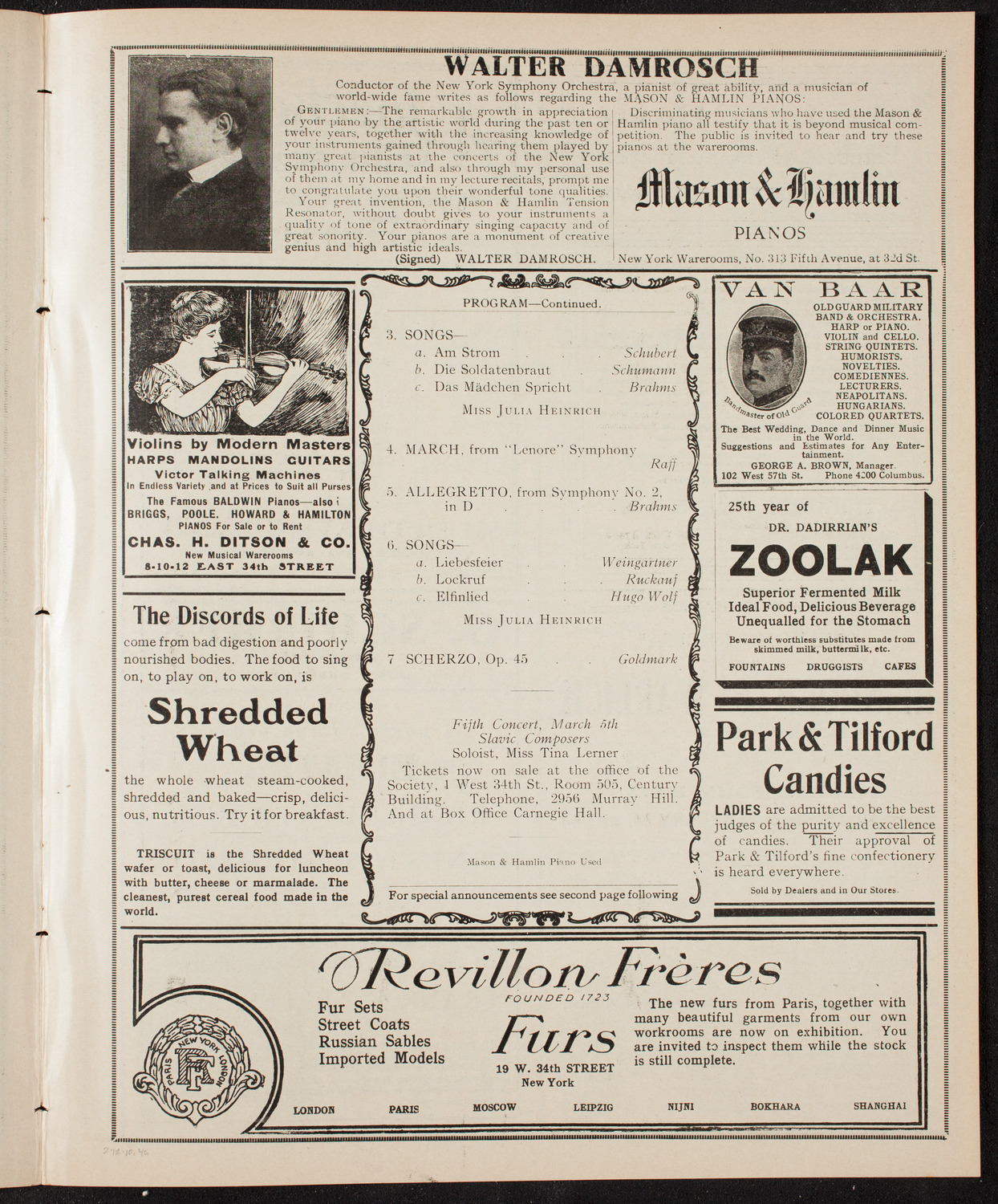 Symphony Concert for Young People, February 12, 1910, program page 7